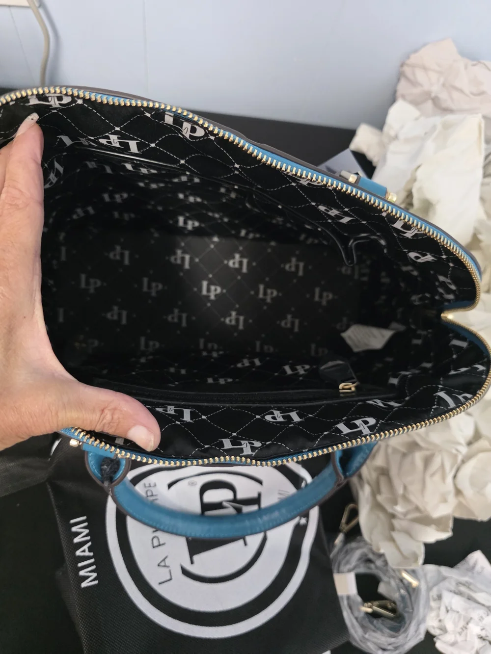 La Philipe Miami Floral Illustration Dome Satchel - Pink/Teal